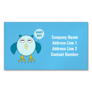 Niedlich Blue Baby Boy Owl Magnetic Business Cards Magnetische Visitenkarte