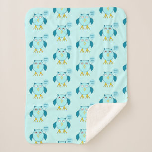Niedlich Blue Baby Boy Owl Sherpa Blan Sherpadecke