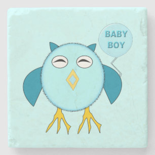 Niedlich Blue Baby Boy Owl Stone Untersetzer