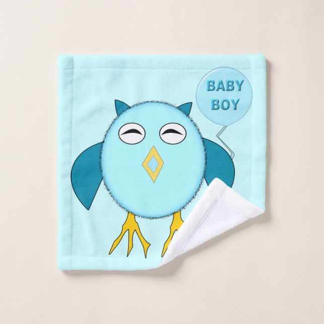 Niedlich Blue Baby Boy Owl Wash Tuch (Waschlappen)