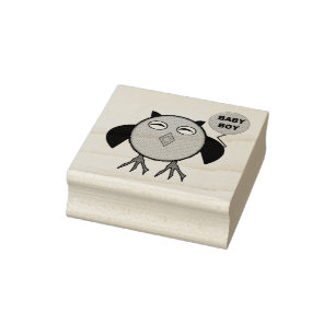 Niedlich Blue Baby Boy Owl Wood Art Briefmarke Gummistempel