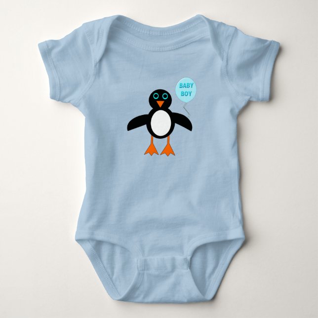 Niedlich Blue Baby Boy Penguin Custom Strampler (Vorderseite)