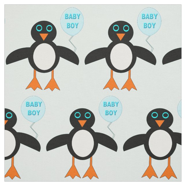 Niedlich Blue Baby Boy Penguin Gemustertes Gewebe Stoff (Muster)