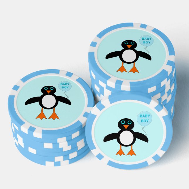 Niedlich Blue Baby Boy Penguin Pokerchips (Stapel)