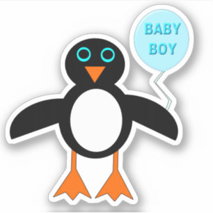Niedlich Blue Baby Boy Penguin Shaped Aufkleber