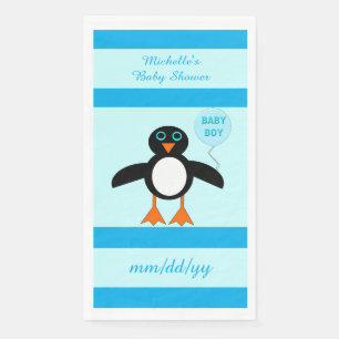 Niedlich Blue Baby Boy Pinguin Custom Baby Dusche Serviette