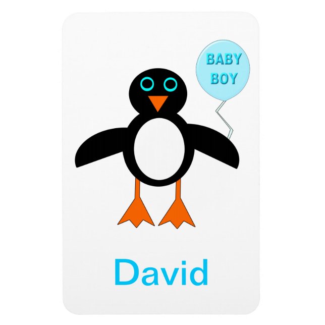Niedlich Blue Baby Boy Pinguin - individuell anpas Magnet (Vertikal)