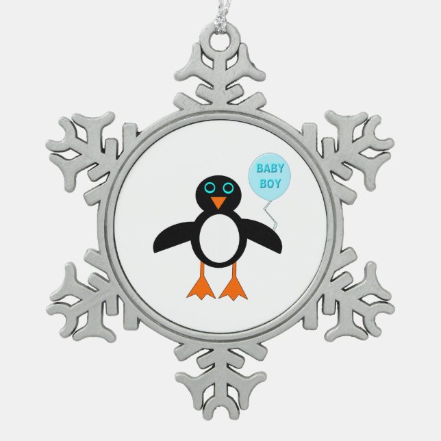 Niedlich Blue Baby Boy Pinguin Ornament (Vorderseite)