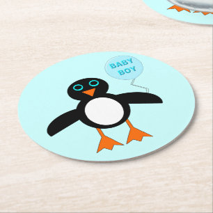 Niedlich Blue Baby Boy Pinguin Paper Untersetzer