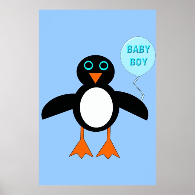 Niedlich Blue Baby Boy Pinguin Poster (Vorne)