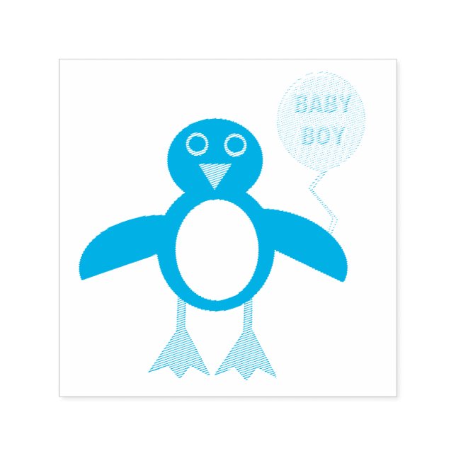 Niedlich Blue Baby Boy Pinguin Selbstfarbene Brief Permastempel (Design)