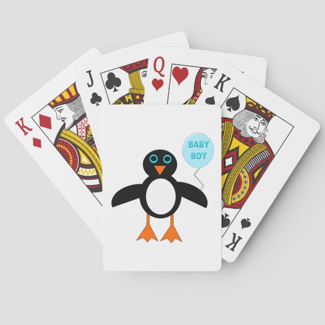 Niedlich Blue Baby Boy Pinguin Spielkarten (Rückseite)