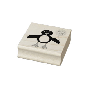 Niedlich Blue Baby Boy Pinguin Wood Art Briefmarke Gummistempel