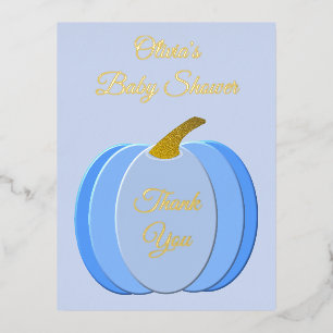 Niedlich Blue Baby Boy Pumpkin Baby Dusche Custom Folien Feiertagspostkarte