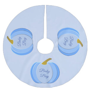 Niedlich Blue Baby Boy Pumpkin Custom 1. Weihnacht Polyester Weihnachtsbaumdecke
