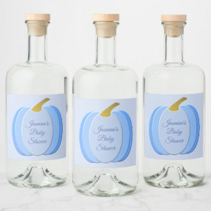 Niedlich Blue Baby Boy Pumpkin Custom Baby Dusche Alkoholflaschenetikett