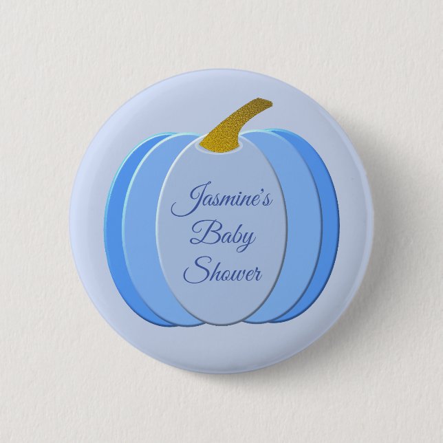 Niedlich Blue Baby Boy Pumpkin Custom Baby Dusche Button (Vorderseite)