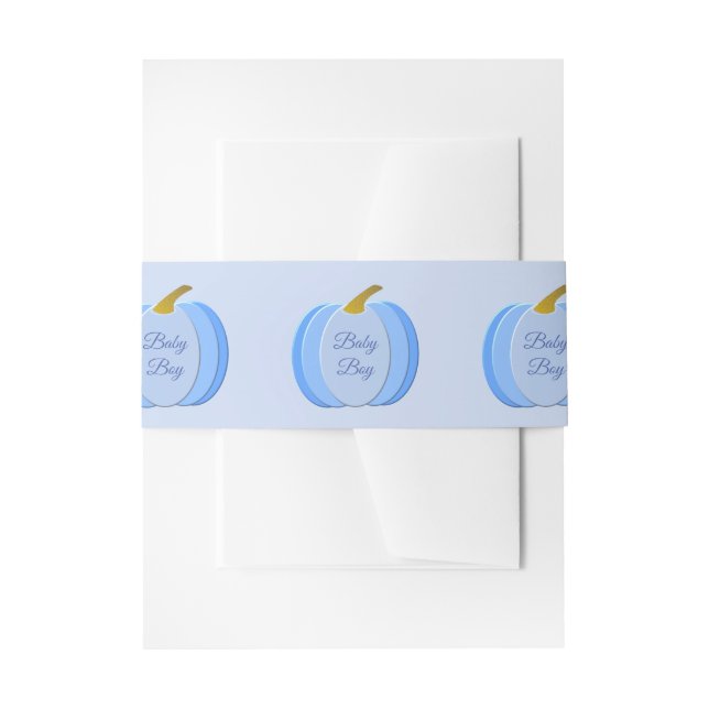 Niedlich Blue Baby Boy Pumpkin Custom Baby Dusche Einladungsbanderole (Vorderseite Beispiel)