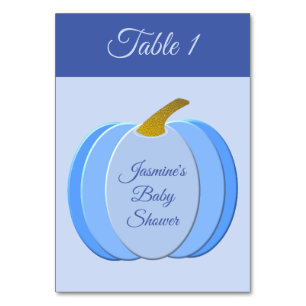 Niedlich Blue Baby Boy Pumpkin Custom Baby Dusche Tischnummer