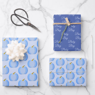 Niedlich Blue Baby Boy Pumpkin Custom Gemustert Geschenkpapier Set