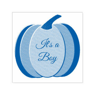Niedlich Blue Baby Boy Pumpkin Custom Gender Revea Permastempel
