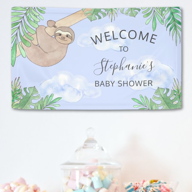 Niedlich Blue Baby Boy Sloth Baby Dusche Banner (Von Creator hochgeladen)