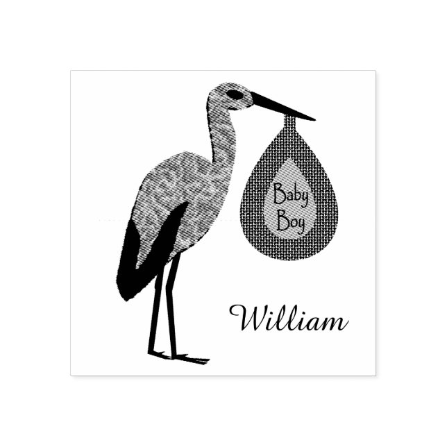 Niedlich Blue Baby Boy Storch Custom Gummistempel (Prägung)