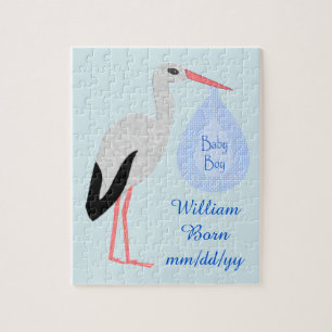 Niedlich Blue Baby Boy Storch Custom Puzzle