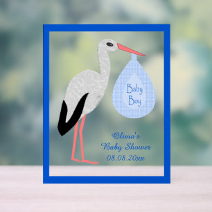 Niedlich Blue Baby Boy Stork Custom Baby Dusche Acrylschild