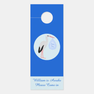 Niedlich Blue Baby Boy Stork Custom Kinderzimmer Türanhänger
