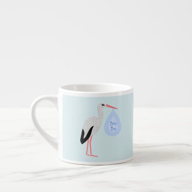 Niedlich Blue Baby Boy Stork Espressotasse (Links)