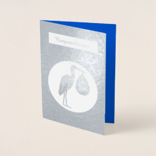 Niedlich Blue Baby Boy Stork Folienkarte