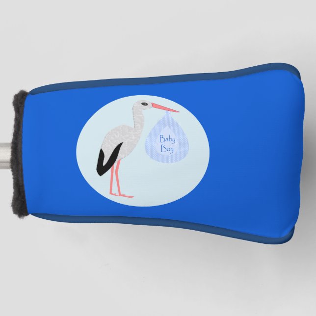 Niedlich Blue Baby Boy Stork Golf Headcover (Vorderseite)