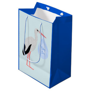 Niedlich Blue Baby Boy Stork Mittlere Geschenktüte