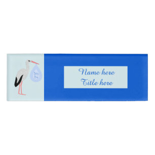 Niedlich Blue Baby Boy Stork Namenschild