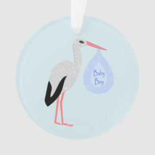Niedlich Blue Baby Boy Stork Ornament