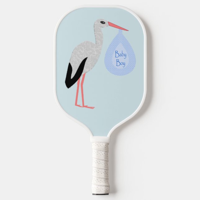 Niedlich Blue Baby Boy Stork Pickleball Schläger (Vorderseite)