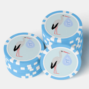Niedlich Blue Baby Boy Stork Pokerchips