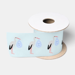 Niedlich Blue Baby Boy Stork Satinband