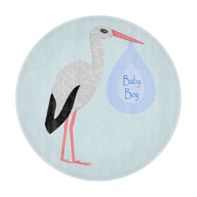 Niedlich Blue Baby Boy Stork Schneidebrett (Vorderseite)