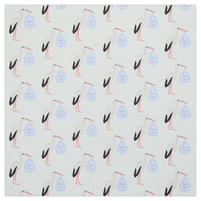 Niedlich Blue Baby Boy Stork Stoff (Muster)