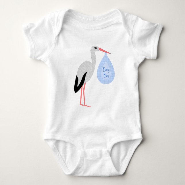 Niedlich Blue Baby Boy Stork Strampler (Vorderseite)
