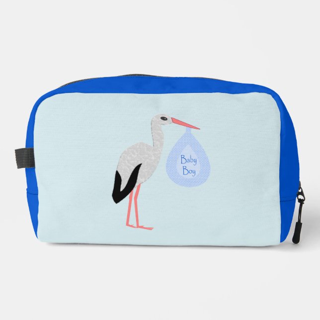 Niedlich Blue Baby Boy Stork Waschbeutel (Vorderseite)