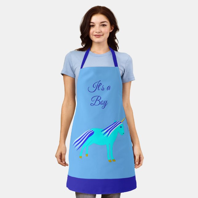 Niedlich Blue Baby Boy Unicorn Custom Schürze (Getragen)