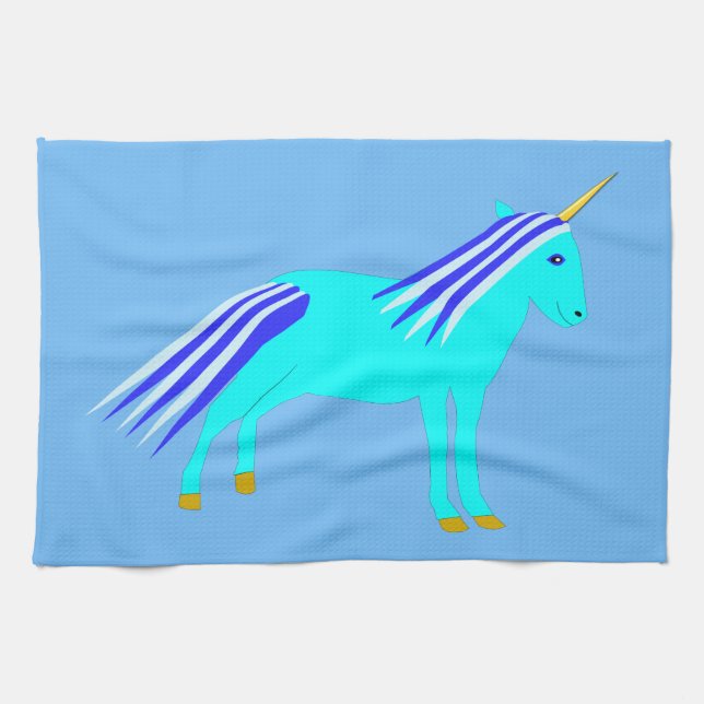 Niedlich Blue Baby Boy Unicorn Geschirrtuch (Horizontal)