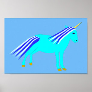 Niedlich Blue Baby Boy Unicorn Poster