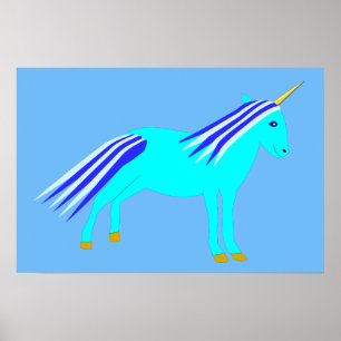 Niedlich Blue Baby Boy Unicorn Poster