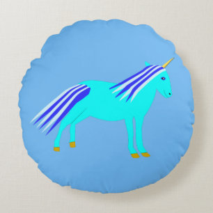 Niedlich Blue Baby Boy Unicorn Rundes Kissen