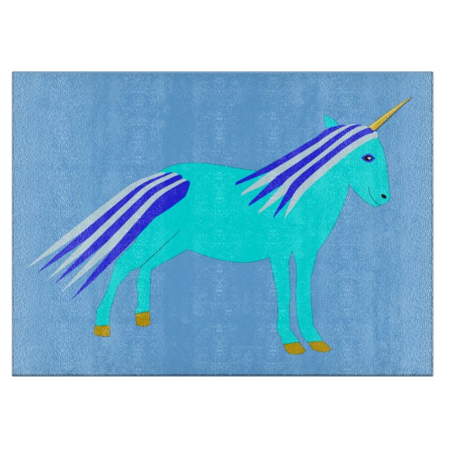 Niedlich Blue Baby Boy Unicorn Schneidebrett (Vorderseite)
