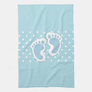 Niedlich Blue Baby Boy's Feet Illustration Geschirrtuch